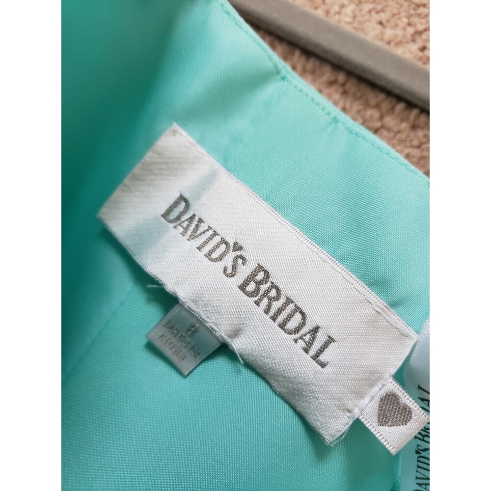 David's Bridal Short Crinkle Chiffon Dress with Front Cascade Strapless Size 8 - Picture 6 of 11